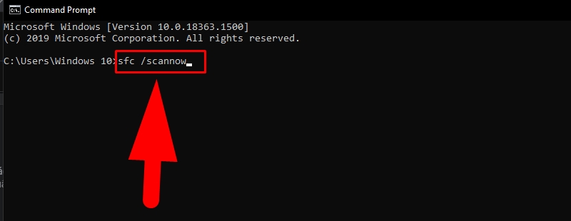 Nhập lệnh “sfc/scannow” vào Command Prompt